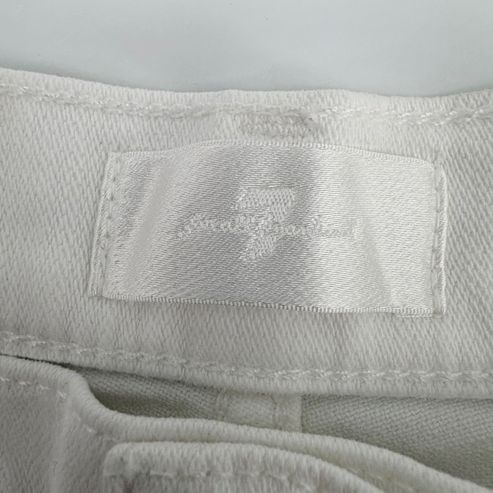 7 For All Mankind Denim Shorts Womens 29 White Mid Roll Cuffed Summer Casual - Picture 3 of 10
